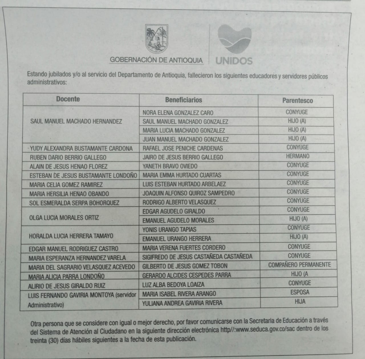 Edicto del 28 de marzo del 2021