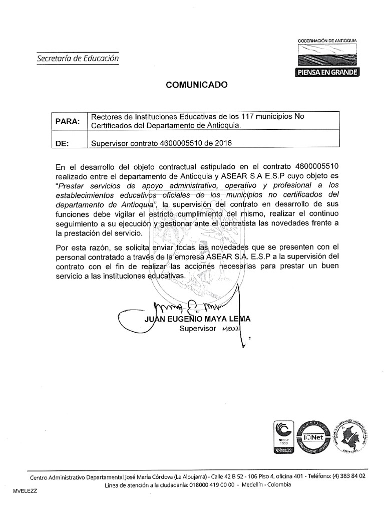 comunicado ASEAR