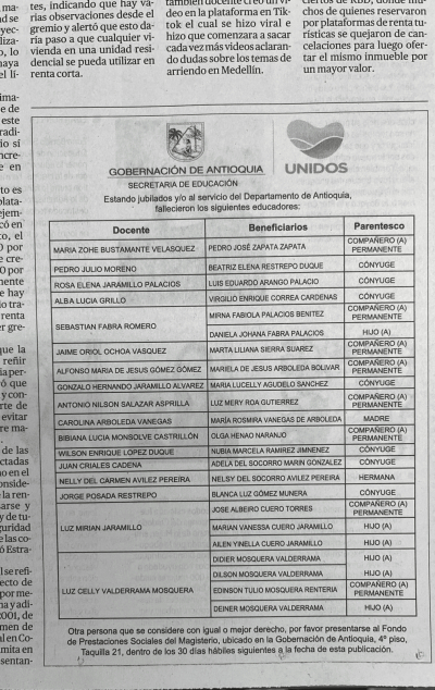 Publicación de Edictos - Domingo 10 de diciembre en el Periódico El Tiempo